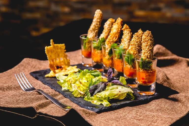 kanape with mix salad side view